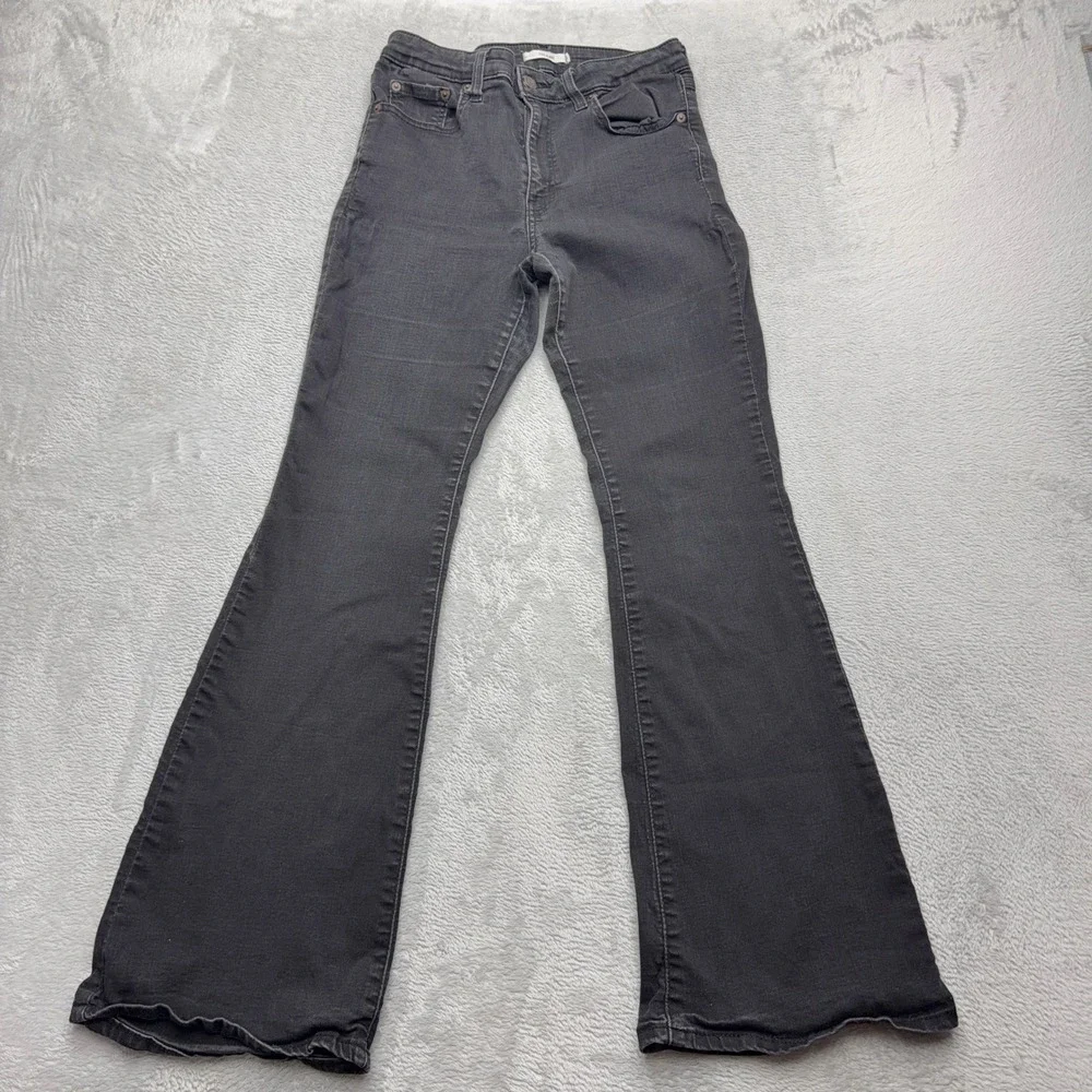 Levis Jeans Womens 29 Gray 726 Flare High Rise Slim Fit Stretch Denim Pants